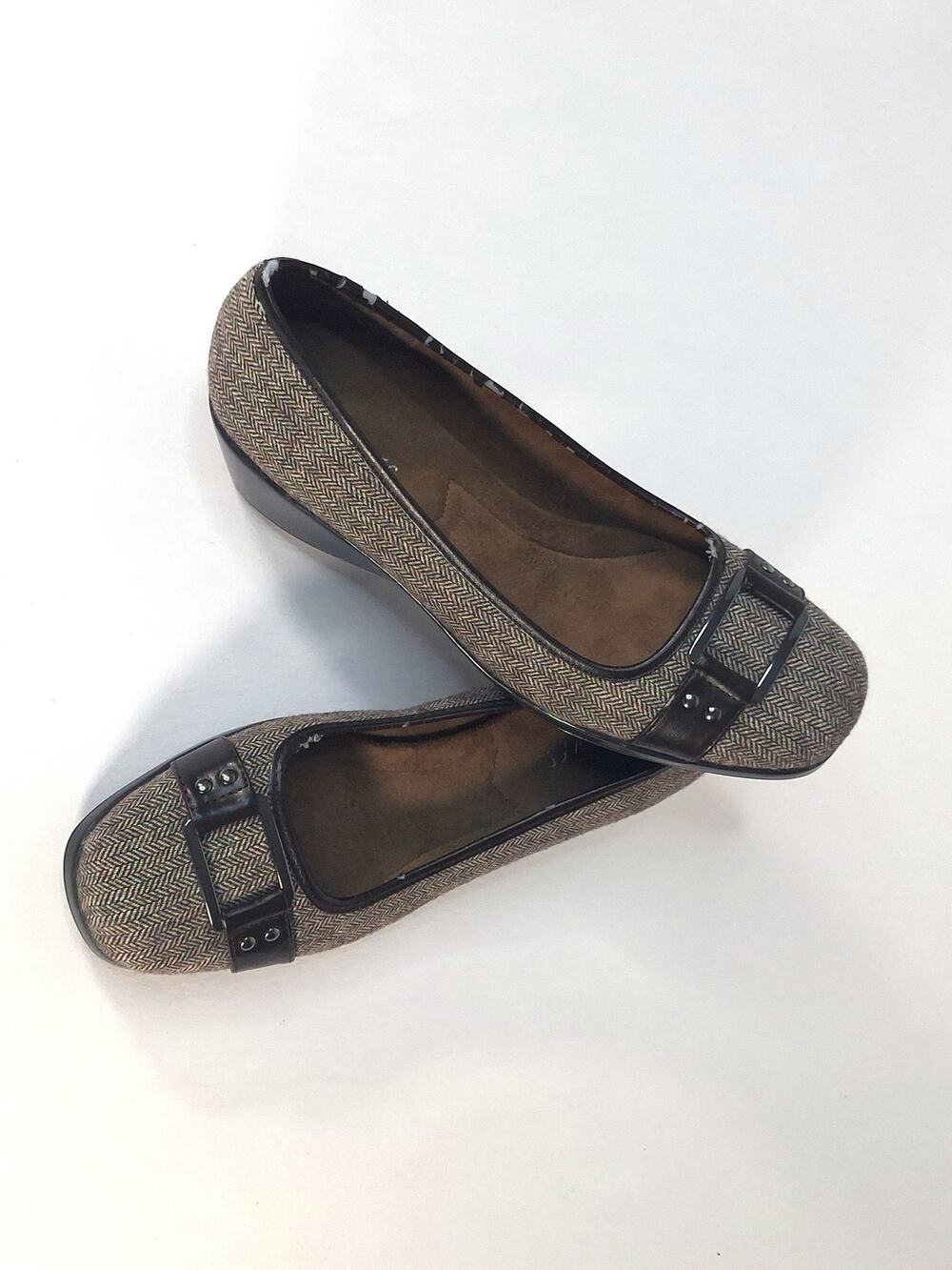 Aerosoles Women’s Wedge Loafers Size 10 Brown Herringbone Comfort Shoes Comfy